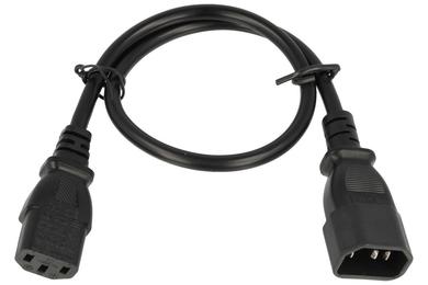 Kabel; przedłużacz; WN111-3/07/0.5B; wtyk IEC C14 IBM prosty; gniazdo IEC C13 IBM proste; 0,5m; czarny; 3 żyły; 0,75mm2; 10A; Lian Dung; PVC; okrągły; linka; Cu; RoHS