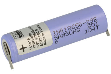 Akumulator; Li-Ion; INR18650-29E; 3,6V; 2850mAh; 18,6x65,2mm; blaszki; Samsung; bez zabezpieczenia PCM