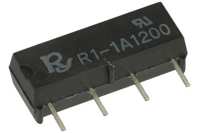Relay; reed; R1-1A1200; 12V; DC; SPST NO; 1A; 250V AC; PCB trough hole; Rayex Elec.; RoHS
