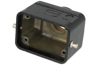 Obudowa złącza; Han B; 09370061441; 6B; aluminium anodowane; proste; wyjście na dławnicę PG16; 1 górne wyjście przewodu; czarny; IP65; Harting; RoHS
