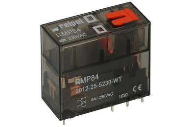 Przekaźnik; elektromagnetyczny miniaturowy; RMP84-2012-25-5230-WT; 230V; AC; 2 styki przełączne; 8A; 250V AC; do druku (PCB); do gniazda; Relpol; RoHS