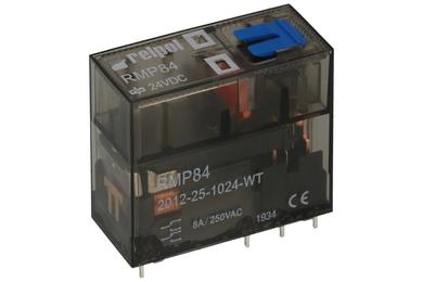 Przekaźnik; elektromagnetyczny miniaturowy; RMP84-2012-25-1024-WT; 24V; DC; 2 styki przełączne; 8A; 250V AC; do druku (PCB); do gniazda; Relpol; RoHS