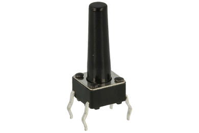 Tact switch; 6x6mm; 15mm; TS6601-15; 11,5mm; through hole; 4 pins; black; OFF-(ON); no backlight; 50mA; 12V DC; 160gf; KLS; RoHS