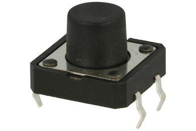 Tact switch; 12x12mm; 8,5mm; TM118D-8,5; 5,3mm; through hole; 4 pins; black; OFF-(ON); no backlight; 50mA; 12V DC; 160gf; Howo; RoHS