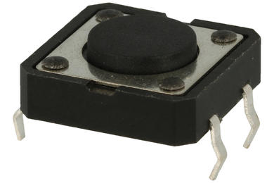 Tact switch; 12x12mm; 4,3mm; TM118A-4,3; 0,8mm; through hole; 4 pins; black; OFF-(ON); no backlight; 50mA; 12V DC; 160gf; Howo; RoHS