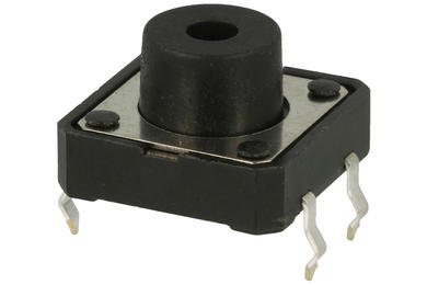 Tact switch; 12x12mm; 7,5mm; KAN1211-075; 4mm; through hole; 4 pins; black; OFF-(ON); no backlight; 50mA; 12V DC; 160gf; Tactronic; RoHS