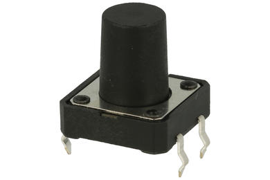 Tact switch; 12x12mm; 12mm; KAN1211-120; 8,5mm; through hole; 4 pins; black; OFF-(ON); no backlight; 50mA; 12V DC; 260gf; Tactronic; RoHS