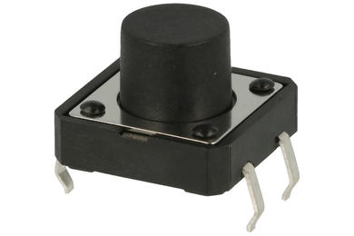 Tact switch; 12x12mm; 8,5mm; TS1202-8,5; 5,2mm; through hole; 4 pins; black; OFF-(ON); no backlight; 50mA; 12V DC; 180gf; KLS; RoHS