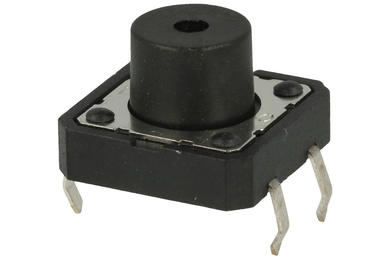 Tact switch; 12x12mm; 8mm; TS1202-8,0; 4,7mm; through hole; 4 pins; black; OFF-(ON); no backlight; 50mA; 12V DC; 180gf; KLS; RoHS