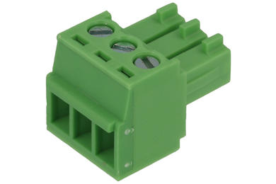 Terminal block; 15EGTK-3.5-03P; 3 ways; R=3,50mm; 15,4mm; 8A; 125V; for cable; angled 90°; square hole; slot screw; screw; vertical; 1,5mm2; green; Golten; RoHS