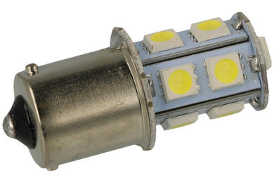 Bulb; LED; BA15S-13SMD-5050; bayonet BA15S; white; (cold) 6500K; 220÷230lm; 12V; DC; 1,6W; 18.5x48,5mm; RoHS