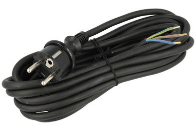 Cable; power supply; W-97274-H05RR-F; wires; CEE 7/7 straight plug; 5m; black; 3 cores; 1,50mm2; PLAST-ROL; rubber; round; stranded; Cu; RoHS