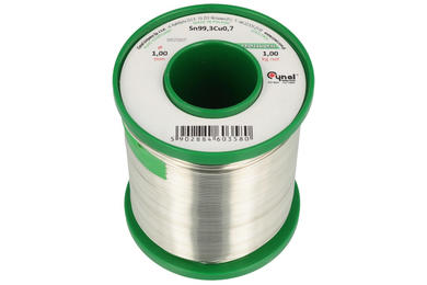 Spoiwo lutownicze; lead-free; Sn99,3Cu0,7/1,00/1,00; 1,0mm; reel 1kg; Sn99,3Cu0,7; Cynel; wire; flux free; solder tin