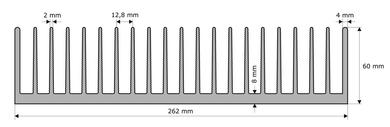 Heatsink; C26260; 13,5kg/m; ribbed; 262mm; 60mm; Firma Piekarz