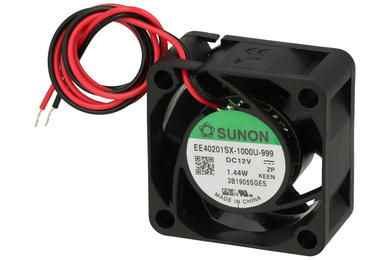 Wentylator; EE40201SX-1000U-999; 40x40x20mm; ślizgowe; 12V; DC; 1,44W; 18,35m3/h; 27,5dB; 0,09A; 8000RPM; 2 przewody; Sunon; RoHS; 4,5÷13,8V; 300mm