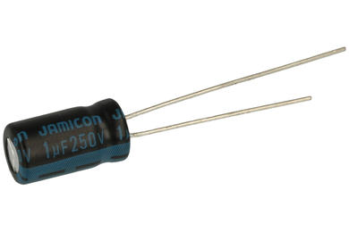 Capacitor; electrolytic; 1uF; 250V; TK; TKR010M2EE11M; diam.6,3x11mm; 2,5mm; through-hole (THT); bulk; Jamicon; RoHS