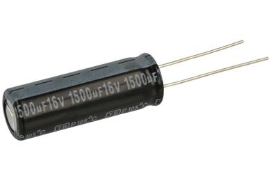 Capacitor; electrolytic; Low Impedance; 1500uF; 16V; diam.10x28mm; 5mm; through-hole (THT); bulk; Jamicon; RoHS