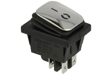 Switch; rocker; A-KCD4-B2; ON-OFF; 2 ways; silver; LED 230V backlight; blue; bistable; 6,3x0,8mm connectors; 21,7x28,5mm; 2 positions; 16A; 250V AC