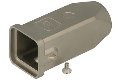 Connector housing; Han INOX; 19440031440; 3A; metal; straight; for cable; entry for M20 cable gland; for single locking lever; top single cable entry; grey; IP44; Harting; RoHS