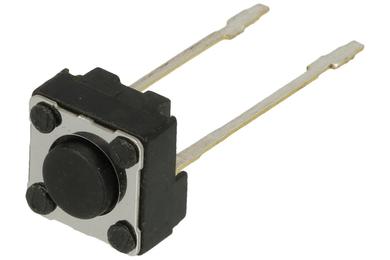 Mikroprzycisk; 6x6mm; 4,3mm; Model 1a; 0,8mm; przewlekany (THT); 2 piny; czarny; OFF-(ON); bez podświetlenia; 50mA; 12V DC; 160gf