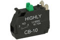 Contact block; CB-10 NO; 3A; 240V AC; 1,1A; 240V DC; black; plastic; NO; 22mm panel mount; Highly; RoHS