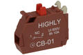 Contact block; CB-01 NC; 3A; 240V AC; 1,1A; 240V DC; red; plastic; NC; 22mm panel mount; Highly; RoHS