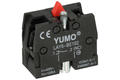 Contact block; LAY5-BE102; 3A; 240V AC; black; plastic; NC; snap action; red; LASY5 panel mount; YUMO; RoHS