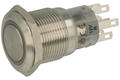 Przełącznik; przyciskowy; LAS1-AGQ-22E/R/12V/S; ON-(ON); 2 tory; podświetlenie LED 12V; czerwony; ring; monostabilny; na panel; 5A; 250V AC; 19mm; IP67; Onpow; RoHS