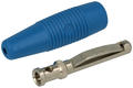 Banana plug; 4mm; VON30 930 047 102; blue; 51mm; solder; 30A; 60V; nickel plated brass; PVC; Hirschmann; RoHS