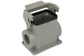 Connector housing; Han A; 19300060291; 6B; metal; straight; for panel; entry for M25 cable gland; with single locking lever; both sides cables entries; grey; IP65; Harting; RoHS