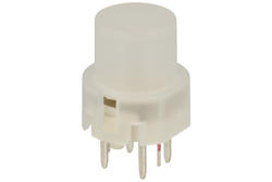 Mikroprzycisk; 12mm; 14,3mm; KS01-BLV-1 LED; 12,8mm; przewlekany (THT); 4 piny; transparentny; okrągły; OFF-(ON); podświetlenie LED 5V; czerwony; 10mA; 35V DC; 130gf