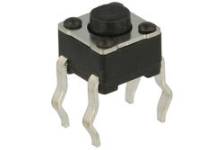 Tact switch; 4,5mm; 3,8mm; TS4501-3,8; 1mm; through hole; 4 pins; black; OFF-(ON); no backlight; 50mA; 12V DC; 180gf; RoHS