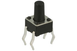 Tact switch; 4,5mm; 7mm; TS4501-7; 5mm; through hole; 4 pins; black; OFF-(ON); no backlight; 50mA; 12V DC; 180gf; KLS; RoHS