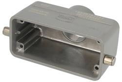 Connector housing; Han A; 19300161442; 16B; metal; straight; for cable; entry for M32 cable gland; for single locking lever; top single cable entry; silver; IP65; Harting; RoHS