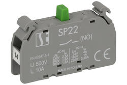 Contact block; SP22\10-1; 1,6A; 500V AC; 0,25A; 220V DC; grey; plastic; NO; 22mm panel mount; Spamel; RoHS