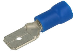 Connector; 6,3x0,8mm; flat male; insulated; KPIM63B; blue; straight; for cable; 1,5÷2,5mm2; tinned; crimped; 1 way; SGE