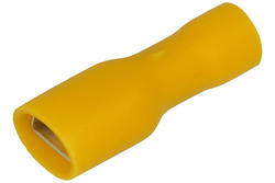 Connector; 6,3x0,8mm; flat female; whole insulated; KPIPF63Y; yellow; straight; for cable; 4÷6mm2; tinned; crimped; 1 way; SGE