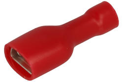 Konektor; 6,3x0,8mm; płaski nasuwka; izolowany pełny; KPIPF63R; czerwony; proste; na przewód; 0,5÷1,0mm2; cynowane; zaciskany; 1 tor; Ninigi