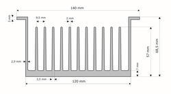 Radiator; C14069; 6kg/m; żebrowany; 140mm; 68,5mm; Firma Piekarz