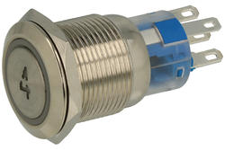 Przełącznik; przyciskowy; PBW-19B4R; OFF-(ON); 1 tor; podświetlenie LED 12V; czerwony; cyfra 4; monostabilny; na panel; 2A; 250V AC; 19mm