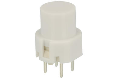 Tact switch; 12mm; 14,3mm; KS01B-W; 12,8mm; through hole; 4 pins; white; round shape; OFF-(ON); no backlight; 10mA; 35V DC; 130gf; Highly; RoHS