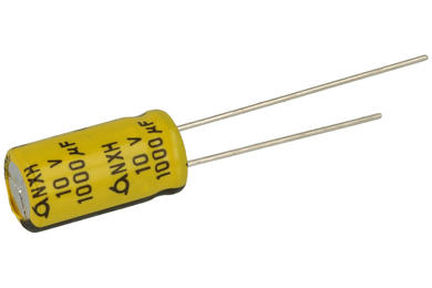 Capacitor; Low Impedance; electrolytic; 1000uF; 10V; NXH10VB1000 M8x15; fi 8x15mm; 3,5mm; through-hole (THT); bulk; Samyoung; RoHS