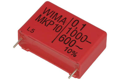Capacitor; polypropylene; MKP; 100nF; 1000V DC/600V AC; MKP10; MKP1O131006B00KSSD; 10%; 11x21x31,5mm; 27,5mm; bulk; Wima; RoHS
