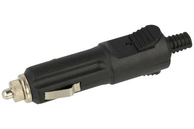 Plug; with fuse; with LED; car lighter; WTZS-BDG dioda zielona; straight; for cable; solder; plastic