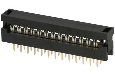Adapter; IDC; FD26/PCT26; 26 ways; 2x13; straight; 2,54mm; selectively gold-plated; for flat cable; through hole; crimped; Connfly; RoHS