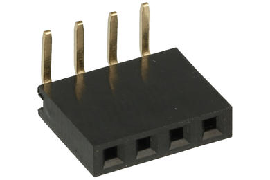 Socket; pin; PBS04R; 2,54mm; black; 1x4; angled 45°; 8,5mm; 3mm; through hole; gold plated; RoHS