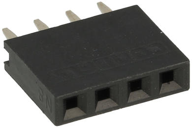 Socket; pin; PBS04S; 2,54mm; black; 1x4; straight; 8,5mm; 3mm; through hole; gold plated; RoHS