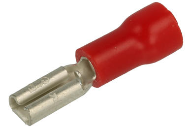 Connector; 2,8x0,5mm; flat female; insulated; KPIF28R; red; straight; for cable; 0,5÷1,5mm2; tinned; crimped; 1 way; SGE