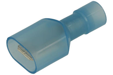 Konektor; 6,3x0,8mm; płaski wsuwka; izolowany pełny; KPIM63; niebieski; proste; na przewód; 1,5÷2,5mm2; zaciskany; 1 tor; SGE