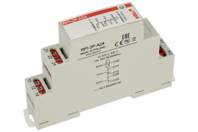 Przekaźnik; elektromagnetyczny przemysłowy; instalacyjny; RPI-2P-A24; 24V; AC; 2 styki przełączne; 8A; na szynę DIN35; Relpol; RoHS